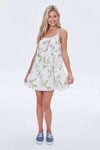 CREAM/GREEN Leaf Print Mini Dress, image 4