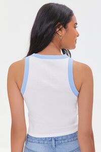 WHITE/BLUE Contrast-Trim Cropped Tank Top, image 3