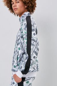 WHITE/BLACK Hundred Dollar Print Bomber Jacket, image 2