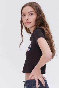 BLACK/MULTI Peace Sign Cropped Tee, image 2