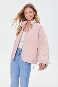 SEASHELL PINK Quilted Zip-Up Jacket, image 1