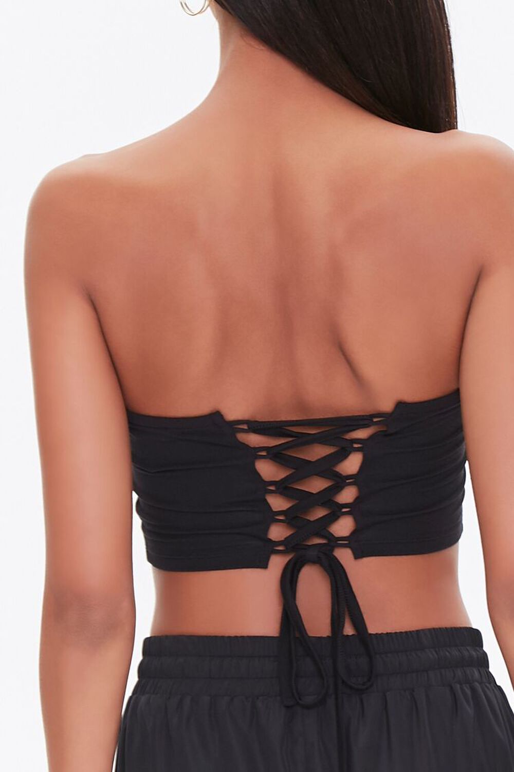 BLACK Lace-Up Tube Top, image 2
