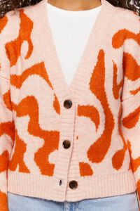 PINK/ORANGE Abstract Print Cardigan Sweater, image 5