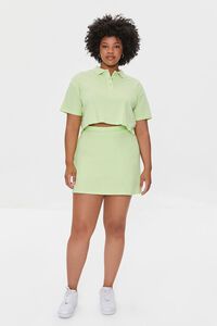 PISTACHIO Plus Size Polo Shirt & Mini Skirt Set, image 4