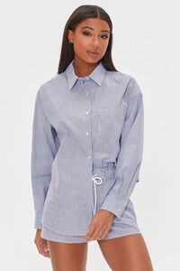 BLUE/WHITE Pinstriped Button-Front Shirt, image 1