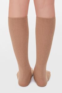 TAUPE Ribbed Knee-High Socks, image 3