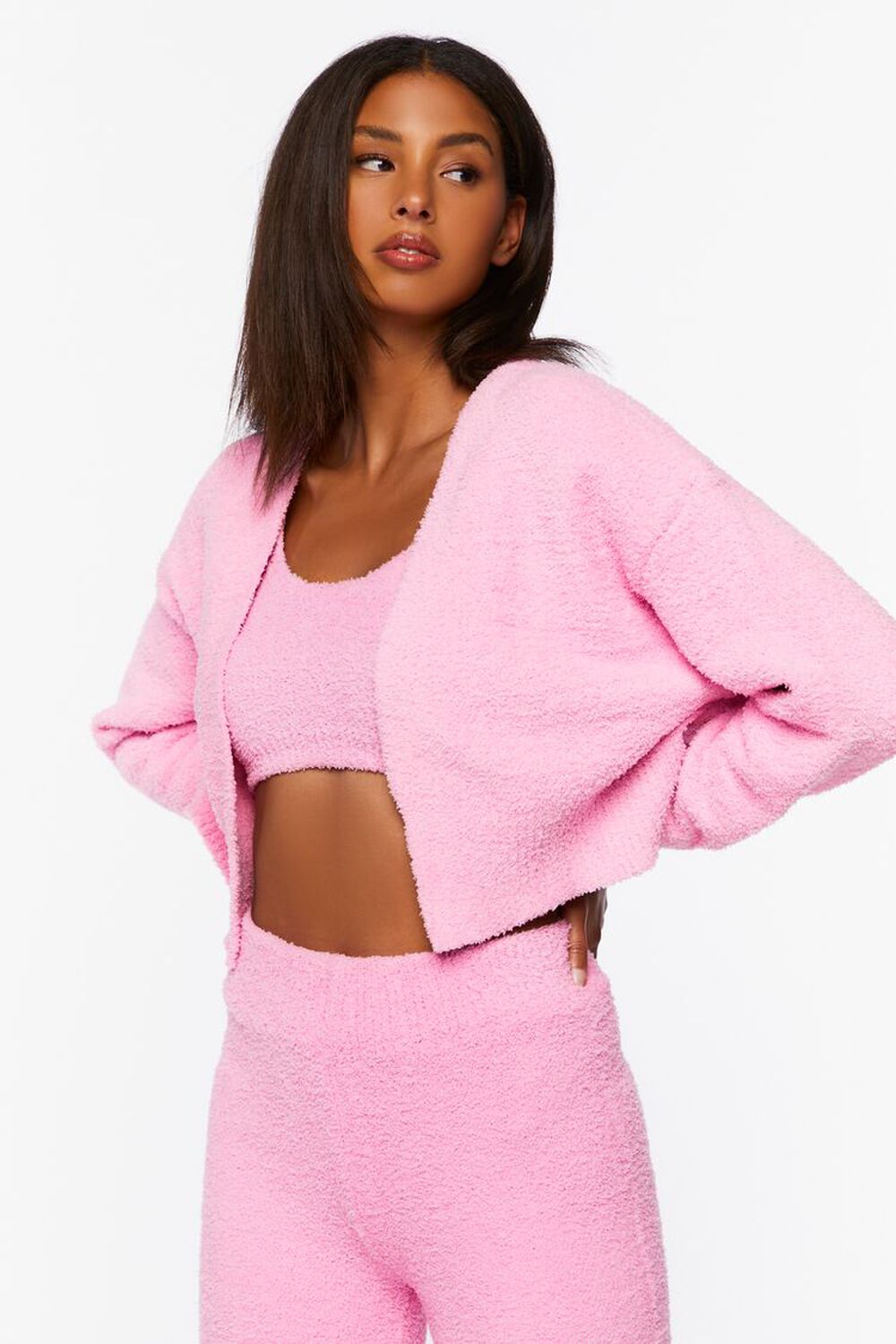 PINK ICING Fuzzy Knit Cardigan Sweater, image 1