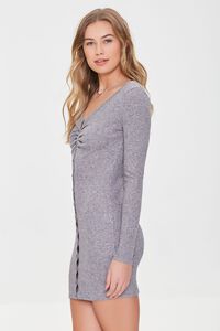 HEATHER GREY Ribbed Button-Front Mini Dress, image 2
