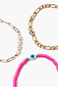 GOLD/PINK Love Chain Bracelet Set, image 3