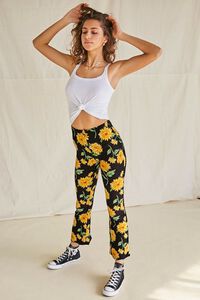 BLACK/MULTI Sunflower Print Flare Pants, image 5
