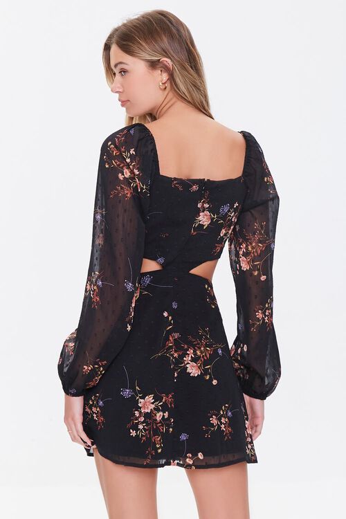 BLACK/MULTI Floral Print Cutout Mini Dress, image 3