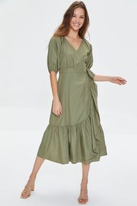 OLIVE Flounce-Trim Wrap Midi Dress, image 1