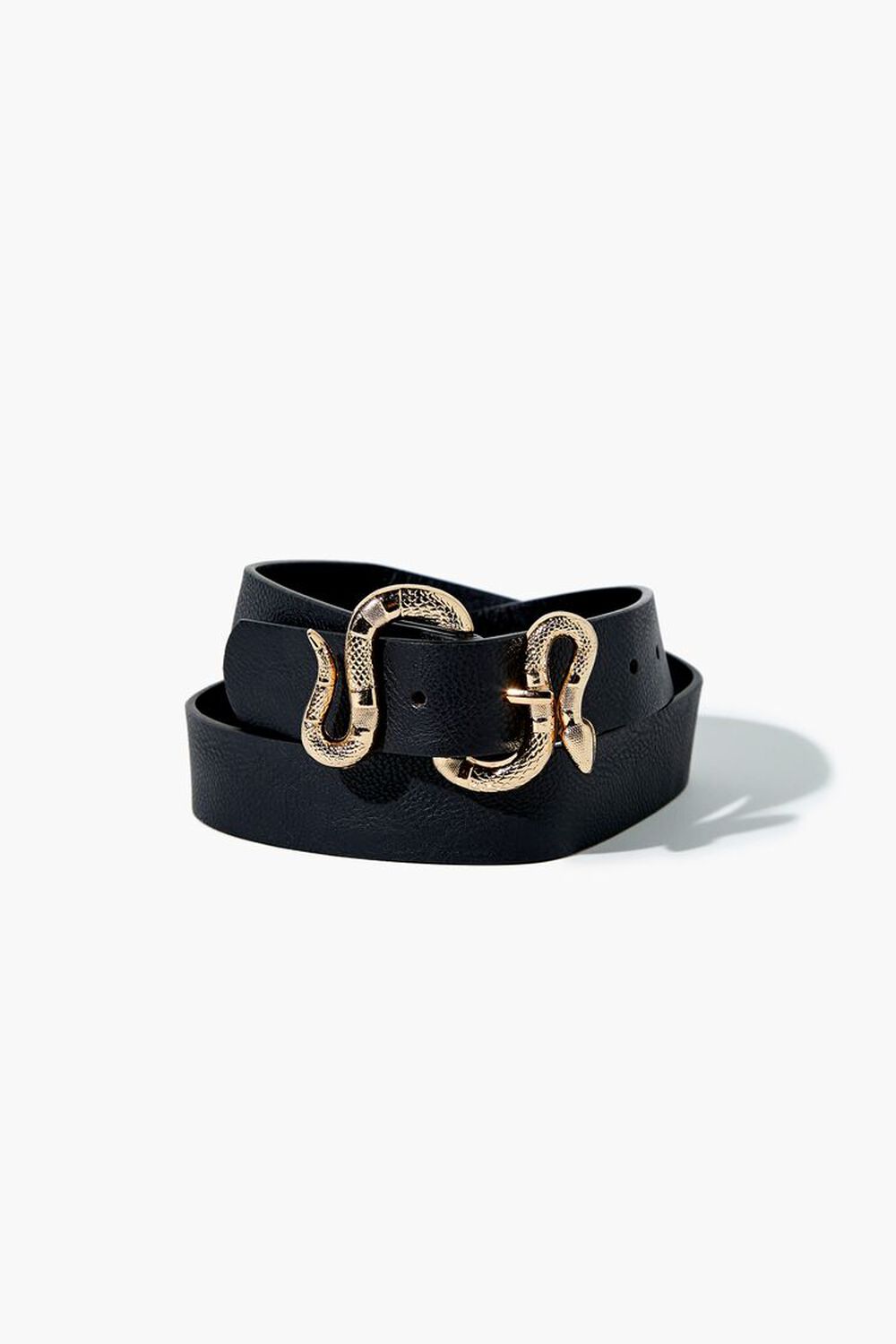 BLACK/GOLD Faux Leather Snake Buckle Belt, image 2
