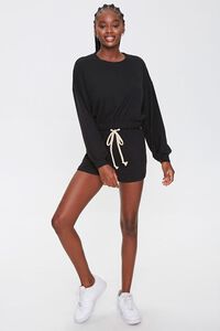 BLACK Drop-Sleeve Top & Drawstring Shorts Set, image 4