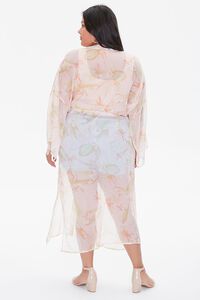 BLUSH/MULTI Plus Size Tropical Floral Kimono, image 3