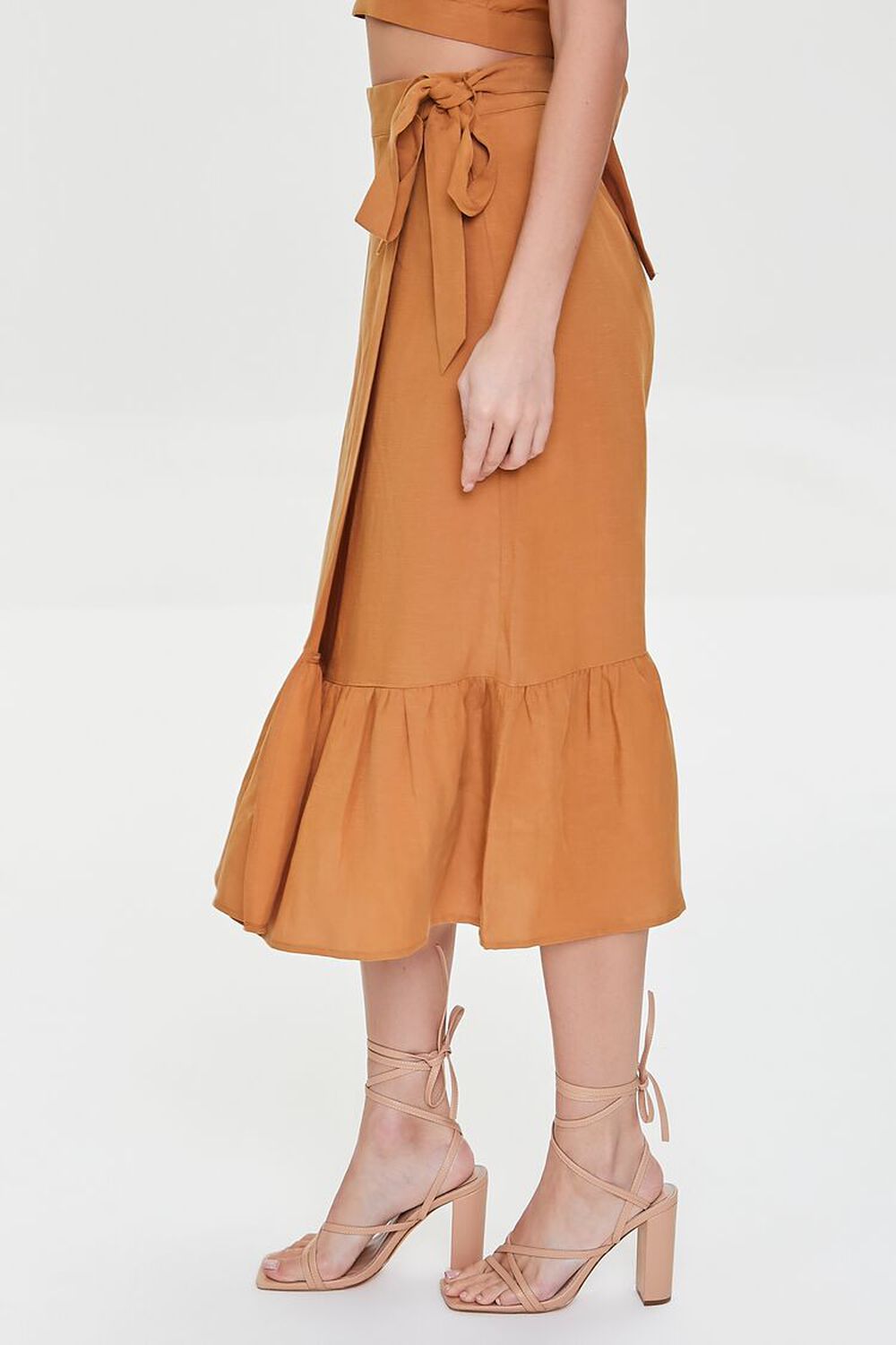 Linen Flounce Midi Skirt, image 3