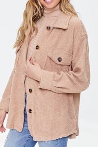 TAN Faux Shearling Button-Front Shacket, image 5