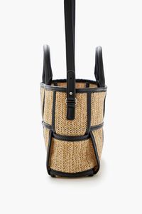 NATURAL/BLACK Basketwoven Straw Tote Bag, image 3