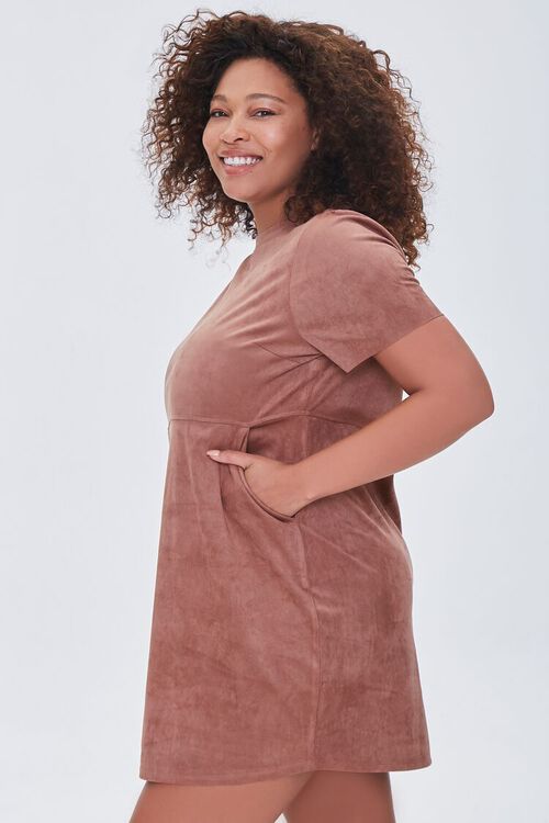 CHOCOLATE Plus Size Faux Suede T-Shirt Dress, image 2