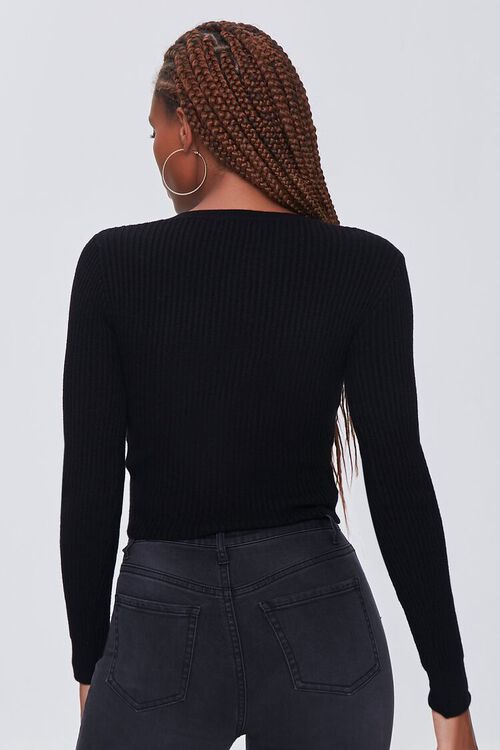 BLACK Ribbed Lace-Up Top, image 3