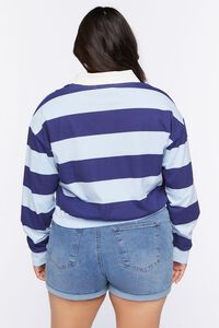 BLUE/MULTI Plus Size Striped Rugby Shirt, image 3