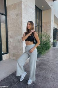 HEATHER GREY French Terry Wide-Leg Pants, image 1