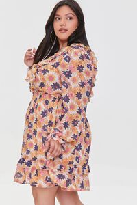 ORANGE/MULTI Plus Size Floral Print Mini Dress, image 2