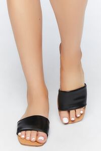 BLACK Faux Leather Open-Toe Sandals, image 4