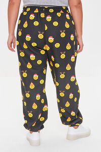 BLACK/YELLOW Plus Size Holiday Happy Face Joggers, image 4
