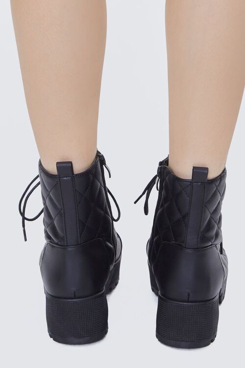 BLACK Quilted Lace-Up Booties, image 3