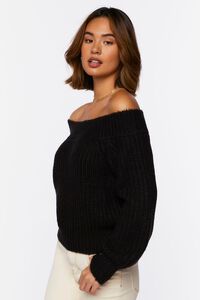 BLACK Purl Knit Off-the-Shoulder Sweater, image 2