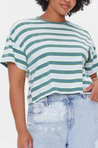 SKY BLUE/MULTI Plus Size Striped Cropped Tee, image 5