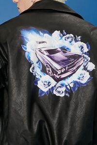 BLACK/MULTI Hot Wheels Graphic Faux Leather Jacket, image 7