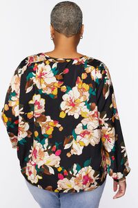 BLACK/MULTI Plus Size Floral Long-Sleeve Top, image 3