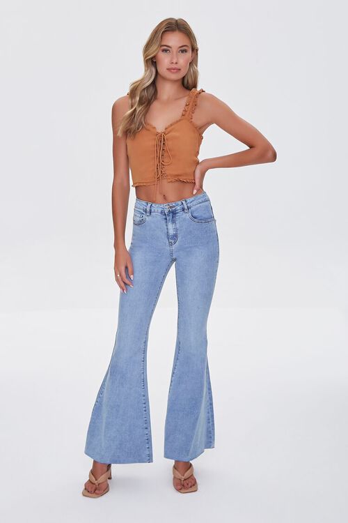 CAMEL Sweetheart Lace-Up Crop Top, image 4
