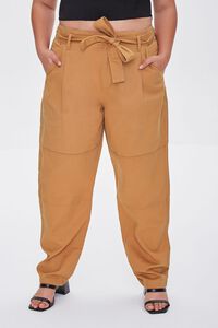 CHESTNUT Plus Size Sash-Belt Cargo Pants, image 2