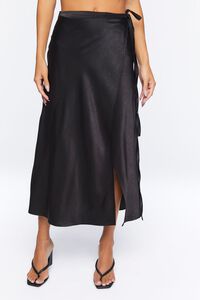 BLACK Satin Crop Top & Midi Skirt Set, image 6