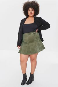 HUNTER GREEN Plus Size Velveteen A-Line Mini Skirt, image 5