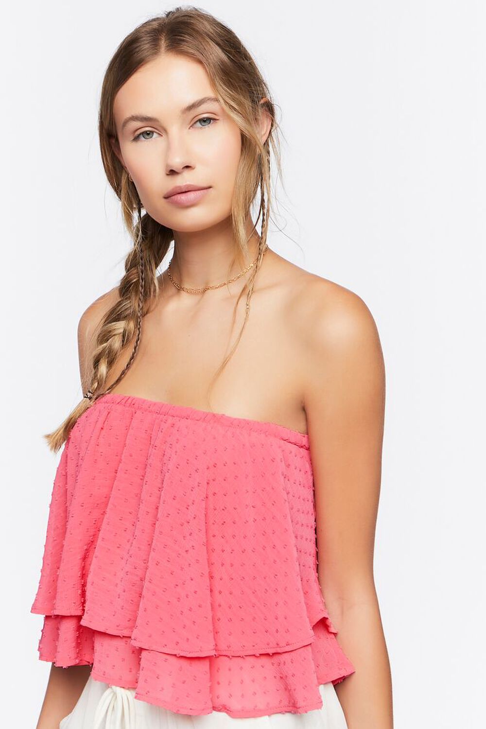 CORAL Strapless Clip Dot Crop Top, image 1