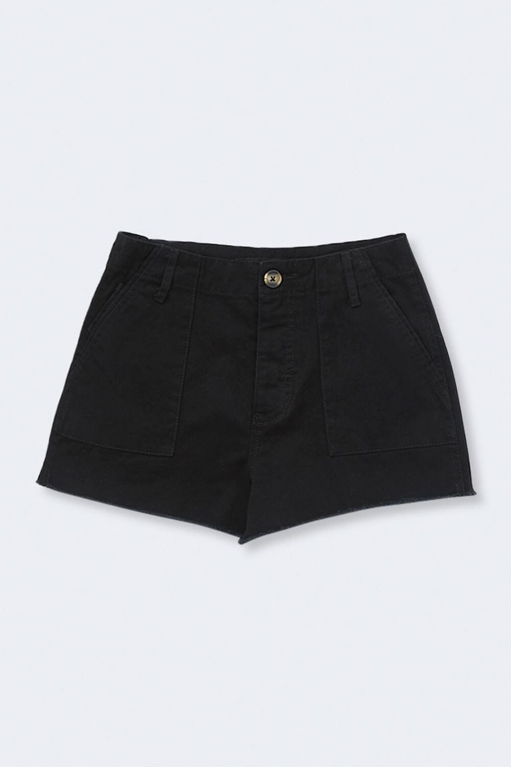 BLACK Distressed Cotton Shorts, image 1