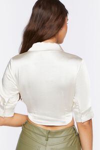 VANILLA Satin Half-Sleeve Cropped Shirt, image 3