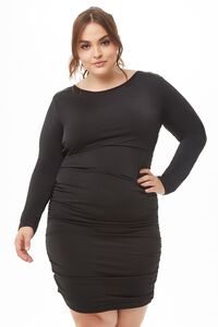 Plus Size Open-Back Ruched Dress, image 1