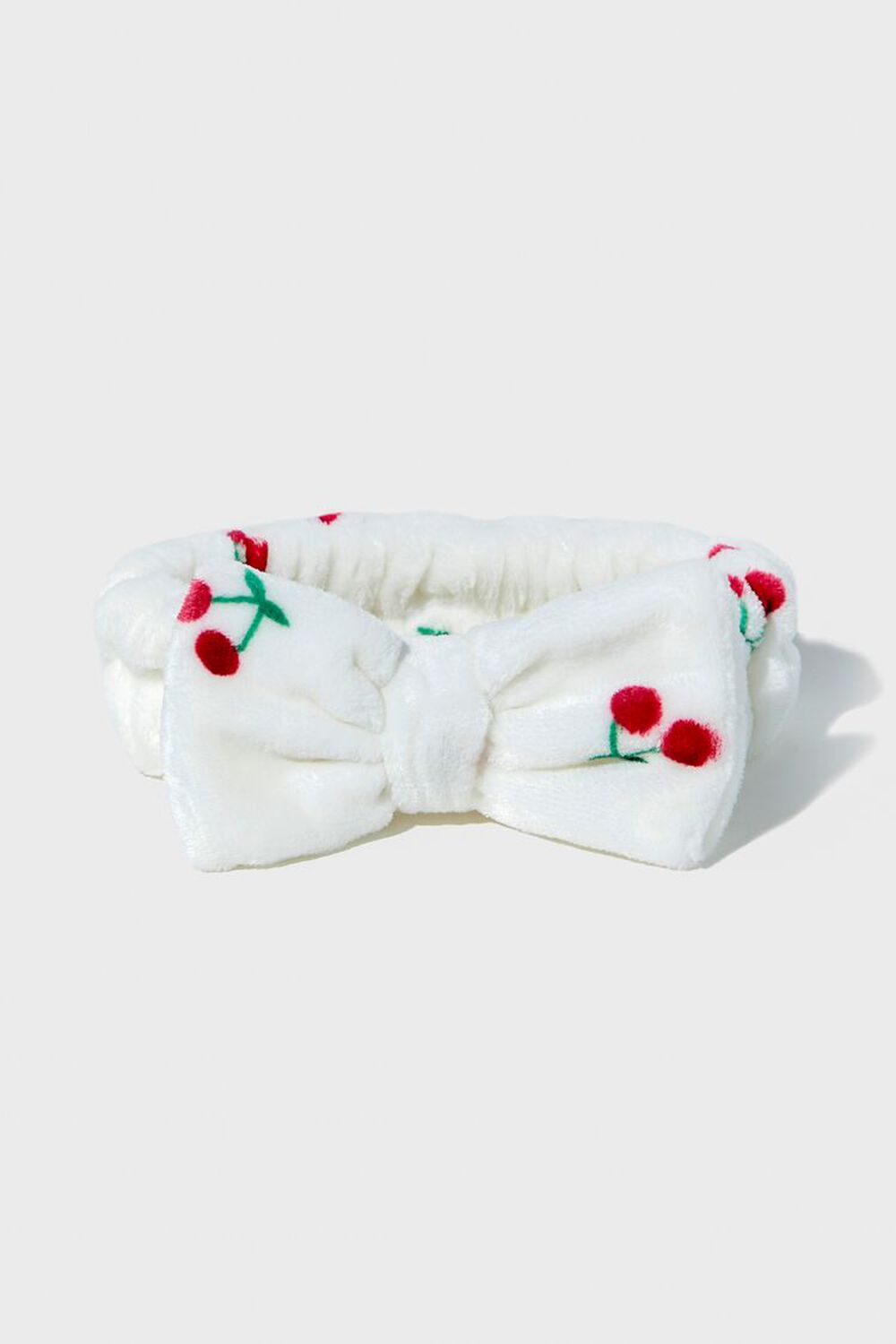 WHITE/RED Cherry Print Bow Headwrap, image 1
