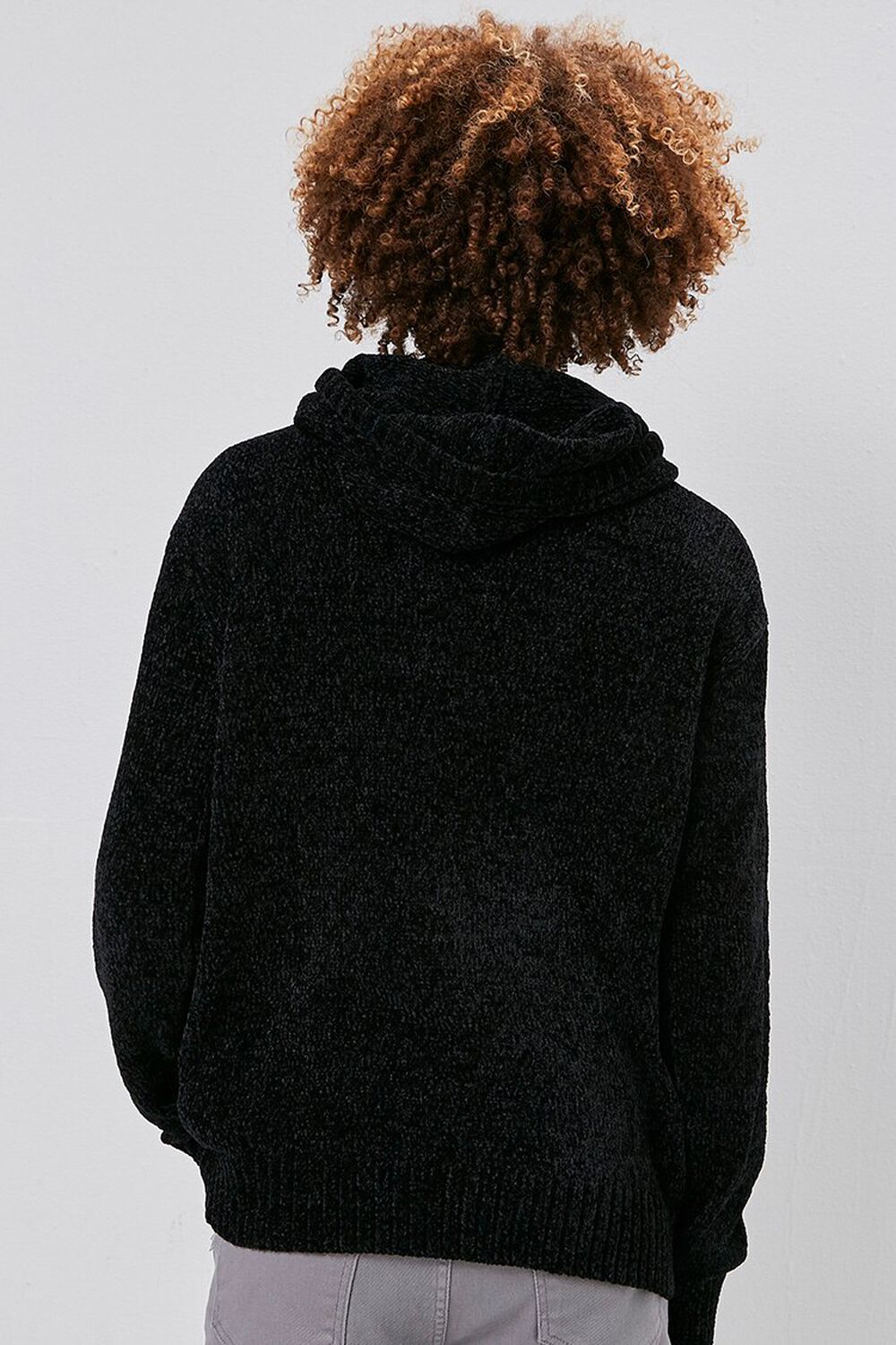 BLACK Chenille Sweater-Knit Hoodie, image 3