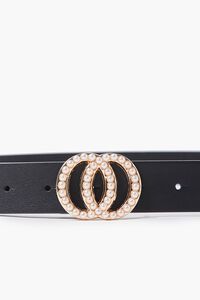 BLACK/GOLD Faux Pearl O-Ring Buckle Belt, image 3