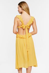YELLOW GOLD Ruffle Tie-Back Midi Dress, image 3