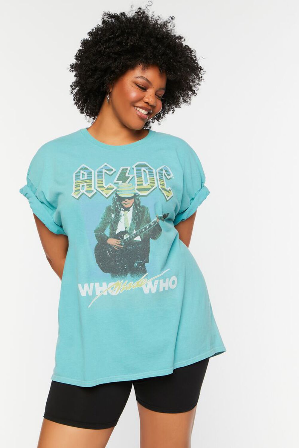 TEAL/MULTI Plus Size ACDC Who Made Who Graphic Tee, image 1