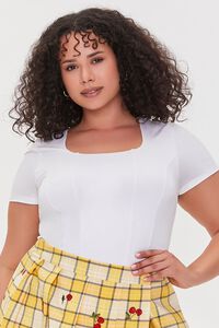 WHITE Plus Size Seamed Crop Top, image 1