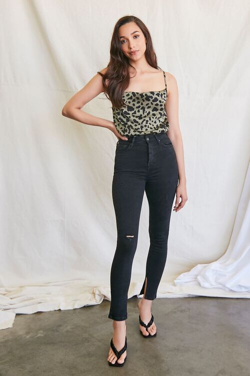 OLIVE/BLACK Leopard Print Cami Bodysuit, image 4