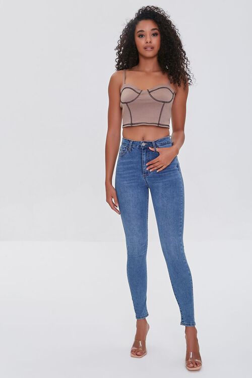 TAUPE/BLACK Sweetheart Cropped Cami, image 4